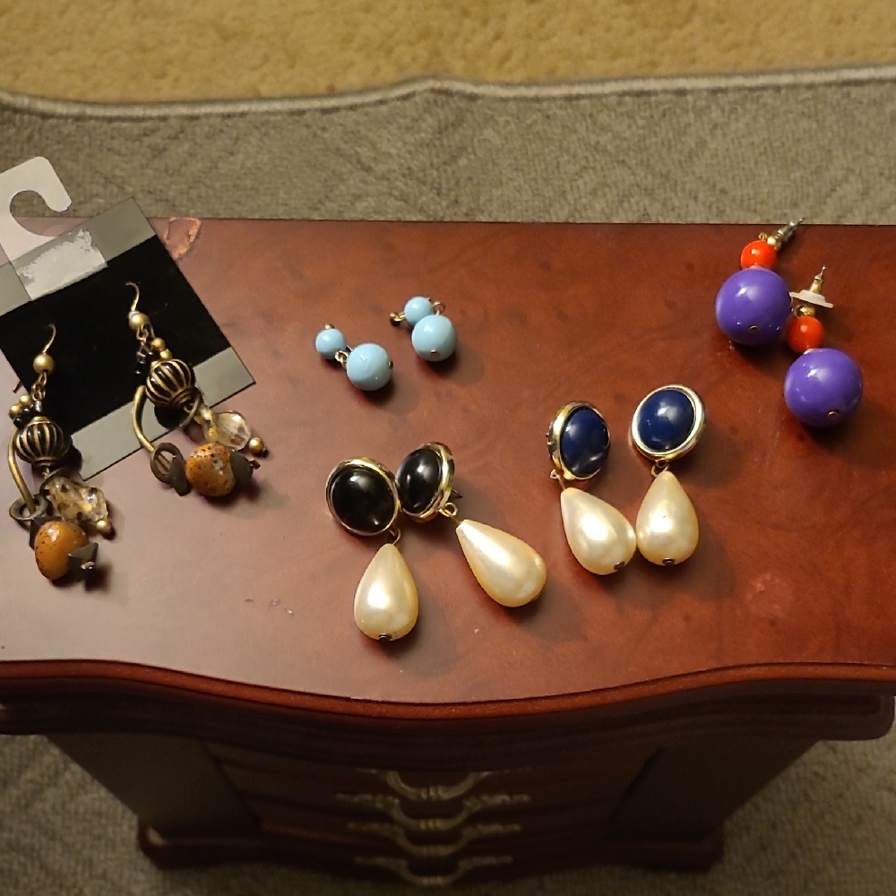 Elegant Pearl and Blue Stone Earrings